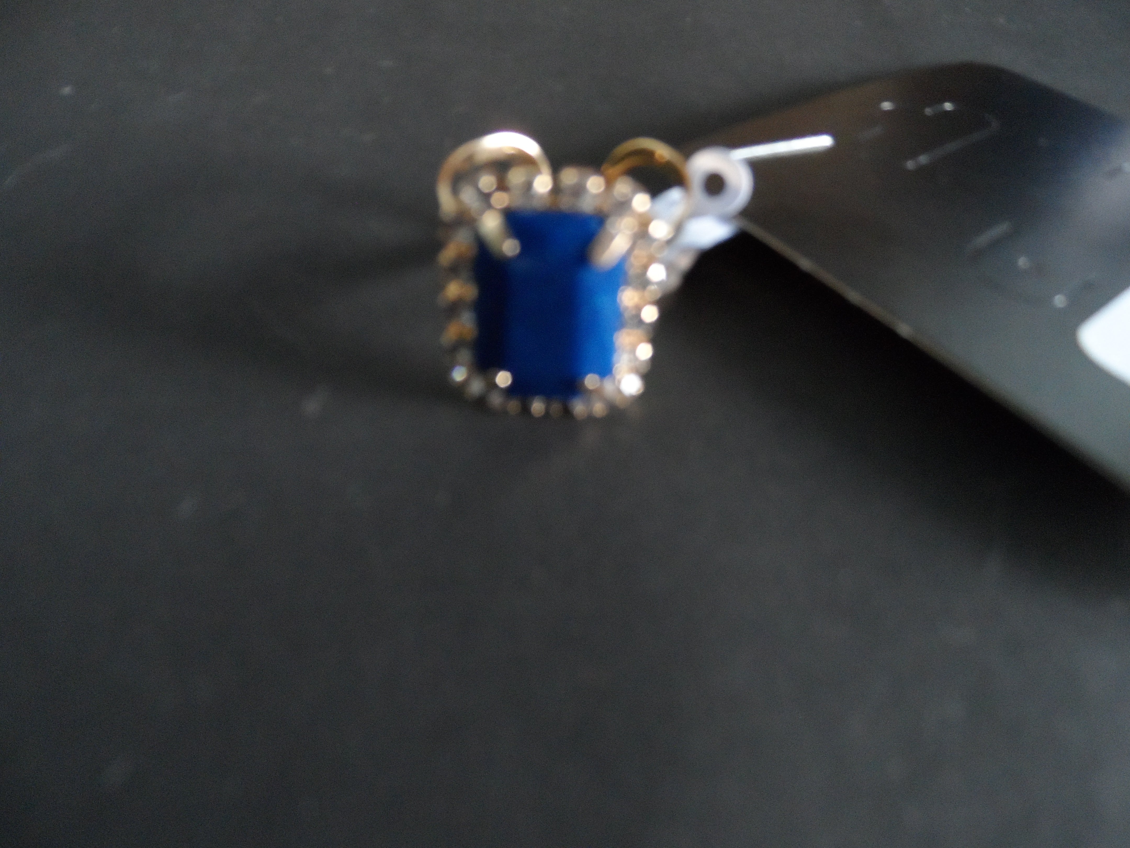 Anel Dourado Cristal Azul e Strass Tam Ajustável