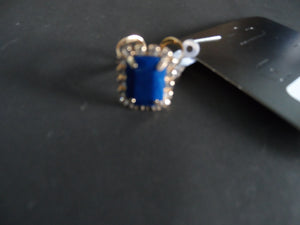 Anel Dourado Cristal Azul e Strass Tam Ajustável