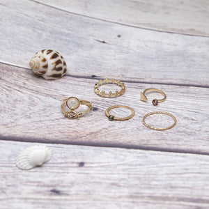 Anel Conjunto 5 Peças Dourado Cristal Branco 7/14