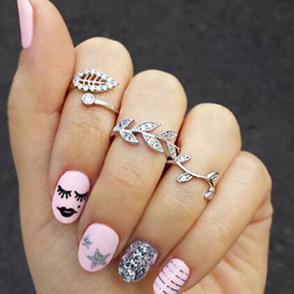 Anel Conjunto 3 Peça Pequeno Strass T 5,6,7