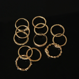 Anel Conjunto 12 Peças Dourado Diversas Formas 9/13