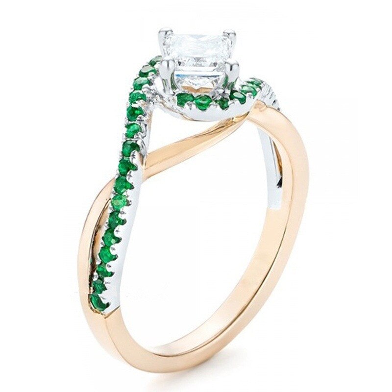 Anel Dourado Rosa 2 Filas Strass Verde Cristal Tam 12,14,15,19,20,21,23,24,26