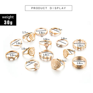 Anel Conjunto 15 Peças Dourado Cristal Medalhas 12/19