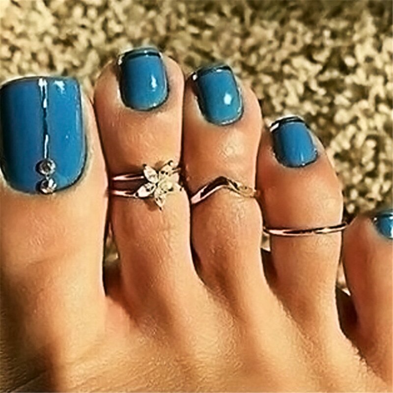 Anel Conjunto 3 Peças Prateado Strass (Uso Pé)