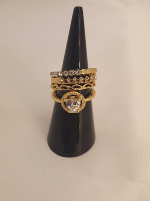 Anel Conjunto 4 Peças Pandora Dourado/prateado ,18,19, T17