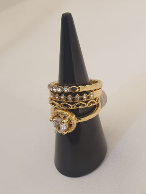 Anel Conjunto 4 Peças Pandora Dourado/prateado ,18,19, T17