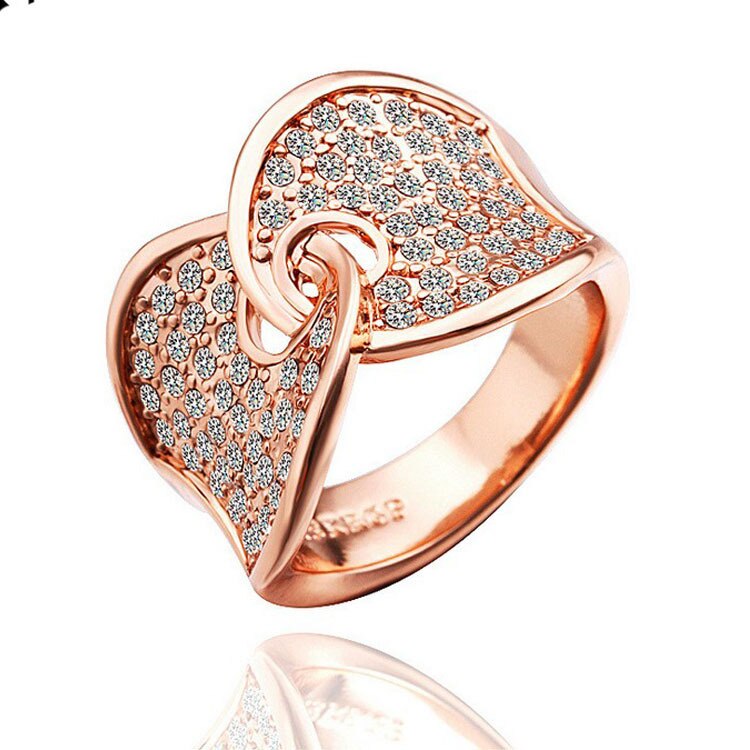 Anel Dourado ou Prateado Elos Duplos Strass Branco Tam 19