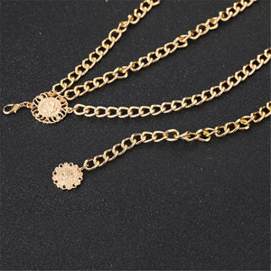 Cinto / Corrente Dourado ou Prateado 3 Linhas 1 Lado Tam 80-100 cm