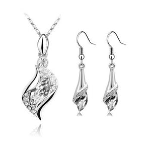 Conjunto Colar e Brinco Pingente  com Cristal