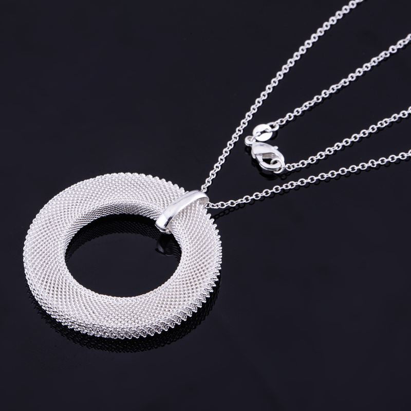 Conjunto 2 Peças Folheado Prata 925 Pingente Redondo