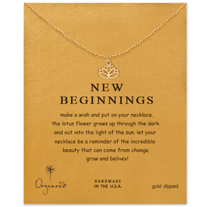 Colar / Gargantilha Prateado ou Dourado New Beginnings com Cartão