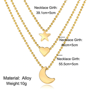 Colar / Gargantilha 3 Linhas Dourado Pingentes Variados