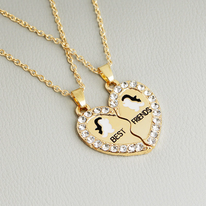 Colar 2 Peças Dourado Pingente Coração