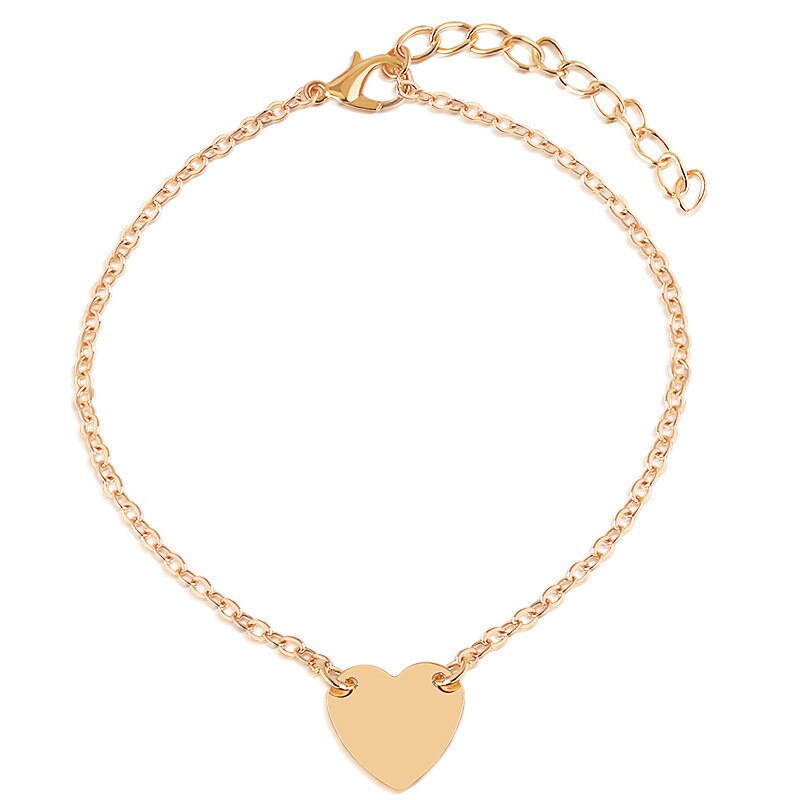 Pulseira / Tornozeleira Dourada ou Prateada Pingente Coração