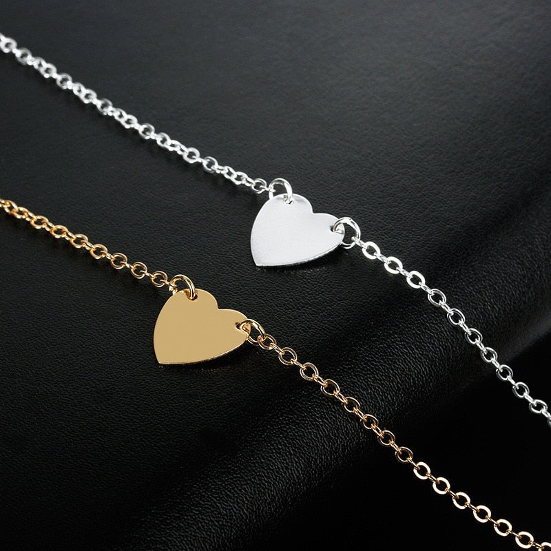 Pulseira / Tornozeleira Dourada ou Prateada Pingente Coração