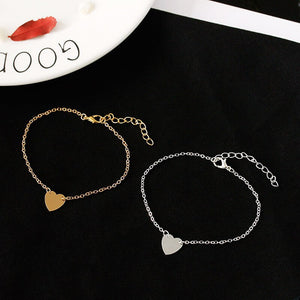 Pulseira / Tornozeleira Dourada ou Prateada Pingente Coração