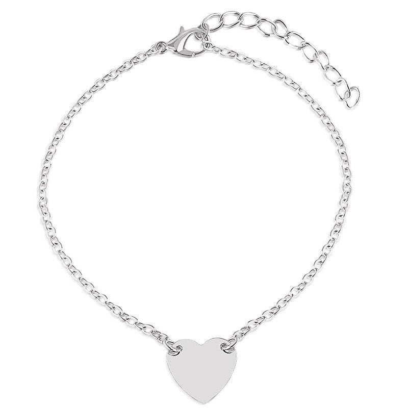 Pulseira / Tornozeleira Dourada ou Prateada Pingente Coração