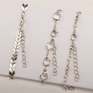 Pulseira / Tornozeleira 3 Peças Variadas - Dourada / Prateada