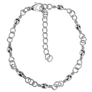 Pulseira / Tornozeleira 3 Peças Variadas - Dourada / Prateada