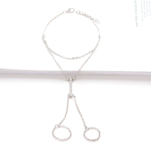 Tornozeleira / Pulseira Prateada ou Dourada com Correntes 2 Dedos
